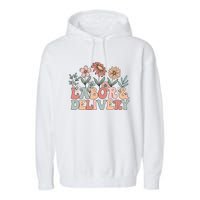 Retro Wildflowers Labor And Delivery Nurse Back To School Garment-Dyed Fleece Hoodie