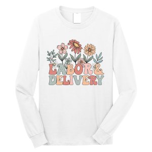 Retro Wildflowers Labor And Delivery Nurse Back To School Long Sleeve Shirt