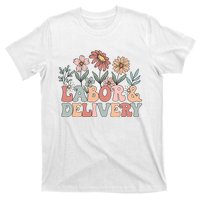 Retro Wildflowers Labor And Delivery Nurse Back To School T-Shirt