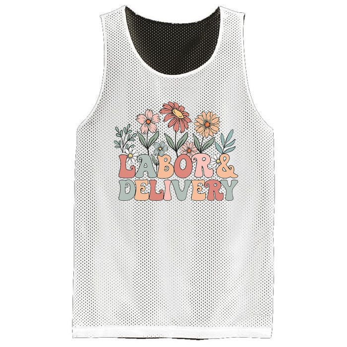 Retro Wildflowers Labor And Delivery Nurse Back To School Mesh Reversible Basketball Jersey Tank