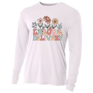 Retro Wildflowers Labor And Delivery Nurse Back To School Cooling Performance Long Sleeve Crew