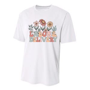 Retro Wildflowers Labor And Delivery Nurse Back To School Performance Sprint T-Shirt