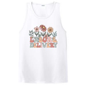 Retro Wildflowers Labor And Delivery Nurse Back To School PosiCharge Competitor Tank