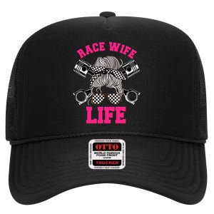 Race Wife Life Dirt Track Racing Racer Bike Car MX High Crown Mesh Back Trucker Hat