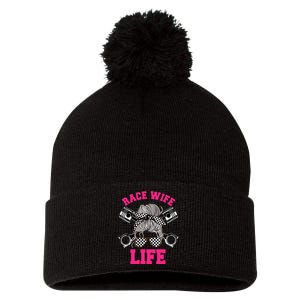 Race Wife Life Dirt Track Racing Racer Bike Car MX Pom Pom 12in Knit Beanie