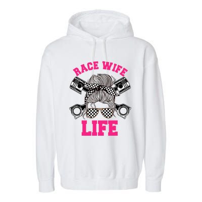 Race Wife Life Dirt Track Racing Racer Bike Car MX Garment-Dyed Fleece Hoodie