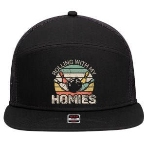 Rolling With My Homies Retro Bowling Bowler 7 Panel Mesh Trucker Snapback Hat