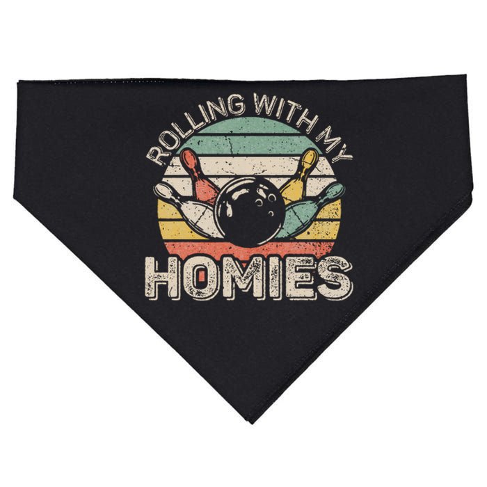 Rolling With My Homies Retro Bowling Bowler USA-Made Doggie Bandana