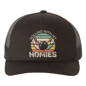 Rolling With My Homies Retro Bowling Bowler Yupoong Adult 5-Panel Trucker Hat