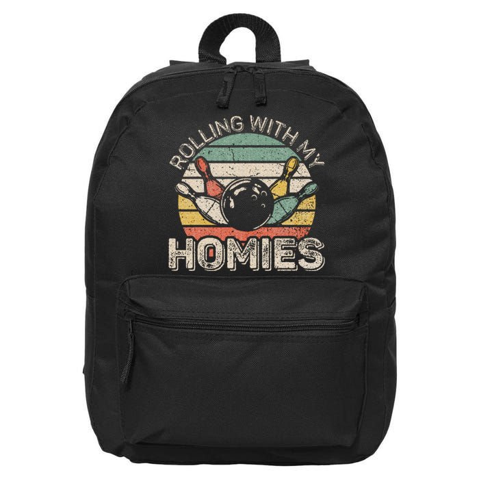 Rolling With My Homies Retro Bowling Bowler Team 16 in Basic Backpack