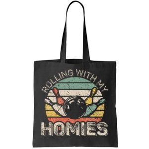 Rolling With My Homies Retro Bowling Bowler Team Tote Bag