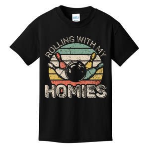 Rolling With My Homies Retro Bowling Bowler Team Kids T-Shirt