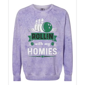 Rollin with my Homies Retro Bowling Colorblast Crewneck Sweatshirt