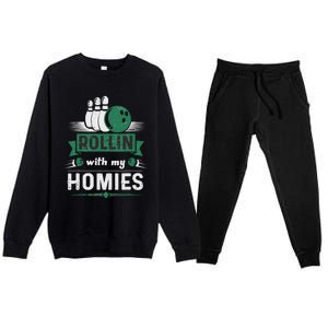 Rollin with my Homies Retro Bowling Premium Crewneck Sweatsuit Set