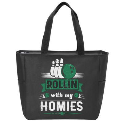 Rollin with my Homies Retro Bowling Zip Tote Bag