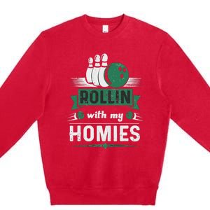 Rollin with my Homies Retro Bowling Premium Crewneck Sweatshirt