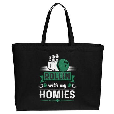 Rollin with my Homies Retro Bowling Cotton Canvas Jumbo Tote