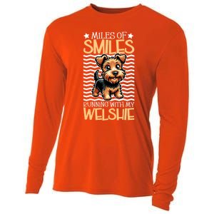 Running With My Welsh Terrier Funny Gift Cooling Performance Long Sleeve Crew