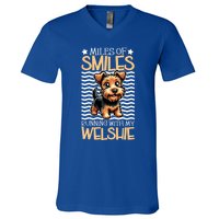 Running With My Welsh Terrier Funny Gift V-Neck T-Shirt