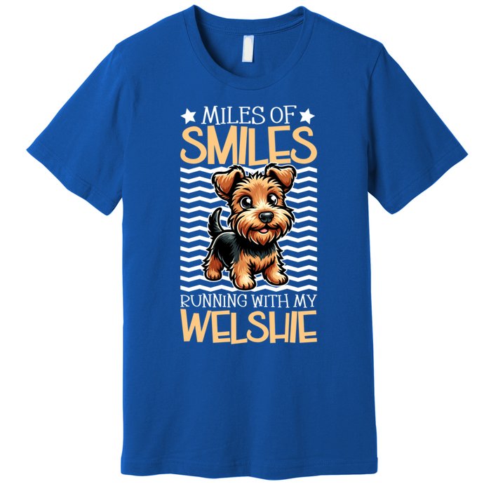 Running With My Welsh Terrier Funny Gift Premium T-Shirt