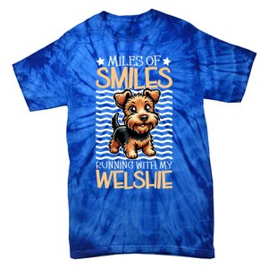 Running With My Welsh Terrier Funny Gift Tie-Dye T-Shirt