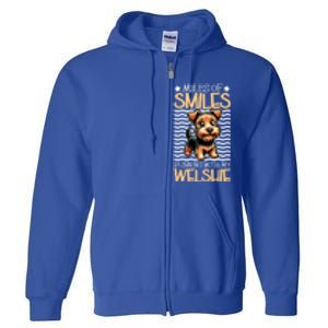 Running With My Welsh Terrier Funny Gift Full Zip Hoodie