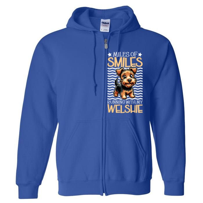 Running With My Welsh Terrier Funny Gift Full Zip Hoodie