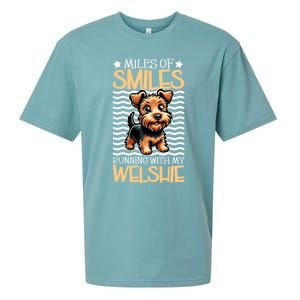 Running With My Welsh Terrier Funny Gift Sueded Cloud Jersey T-Shirt