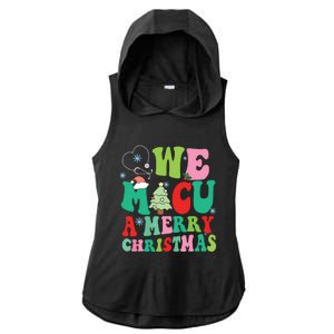 Retro We Micu A Merry Christmas Medical Icu Rn Aide Tech Ladies PosiCharge Tri-Blend Wicking Draft Hoodie Tank