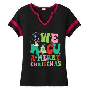 Retro We Micu A Merry Christmas Medical Icu Rn Aide Tech Ladies Halftime Notch Neck Tee