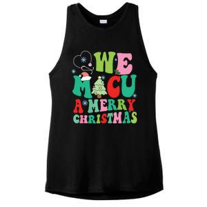 Retro We Micu A Merry Christmas Medical Icu Rn Aide Tech Ladies PosiCharge Tri-Blend Wicking Tank