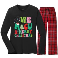 Retro We Micu A Merry Christmas Medical Icu Rn Aide Tech Women's Long Sleeve Flannel Pajama Set 