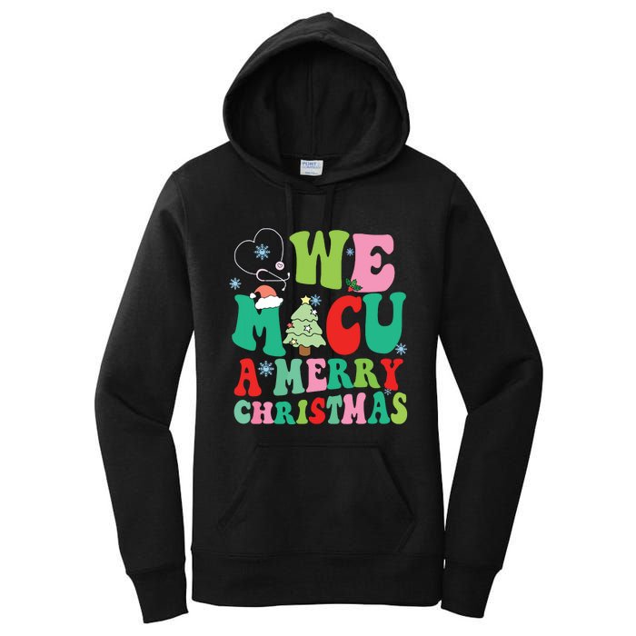 Retro We Micu A Merry Christmas Medical Icu Rn Aide Tech Women's Pullover Hoodie