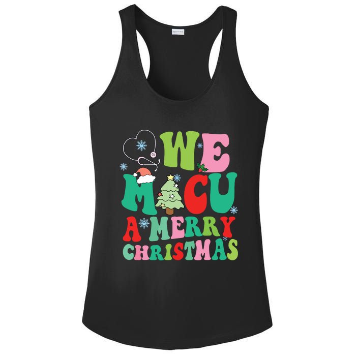 Retro We Micu A Merry Christmas Medical Icu Rn Aide Tech Ladies PosiCharge Competitor Racerback Tank