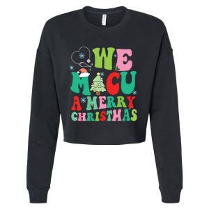 Retro We Micu A Merry Christmas Medical Icu Rn Aide Tech Cropped Pullover Crew