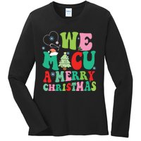 Retro We Micu A Merry Christmas Medical Icu Rn Aide Tech Ladies Long Sleeve Shirt