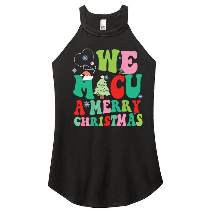 Retro We Micu A Merry Christmas Medical Icu Rn Aide Tech Women's Perfect Tri Rocker Tank