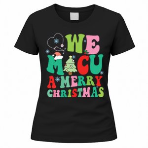 Retro We Micu A Merry Christmas Medical Icu Rn Aide Tech Women's T-Shirt