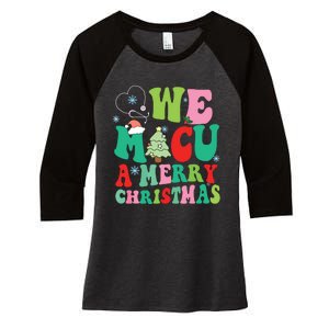 Retro We Micu A Merry Christmas Medical Icu Rn Aide Tech Women's Tri-Blend 3/4-Sleeve Raglan Shirt