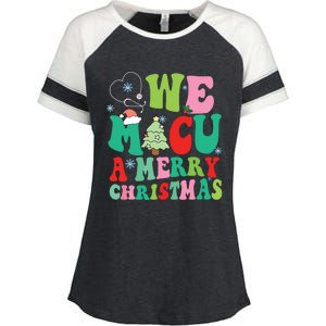 Retro We Micu A Merry Christmas Medical Icu Rn Aide Tech Enza Ladies Jersey Colorblock Tee