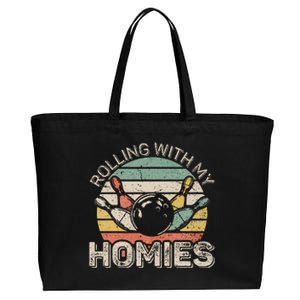 Rolling With My Homies Retro Bowling Bowler Team Funny Cotton Canvas Jumbo Tote