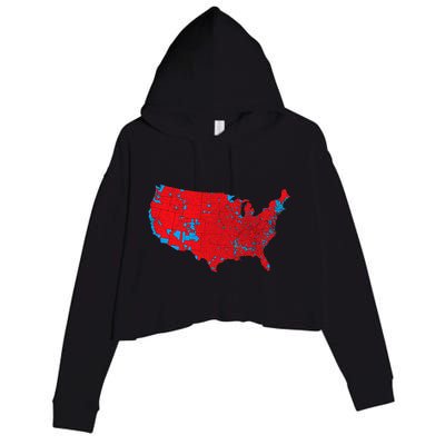 Red Wave Map Of Usa In The 2024 Presidential Election Maga Crop Fleece Hoodie