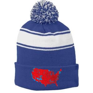 Red Wave Map Of Usa In The 2024 Presidential Election Maga Stripe Pom Pom Beanie