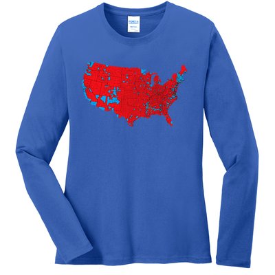 Red Wave Map Of Usa In The 2024 Presidential Election Maga Ladies Long Sleeve Shirt