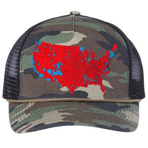 Red Wave Map Of Usa In The 2024 Presidential Election Maga Retro Rope Trucker Hat Cap