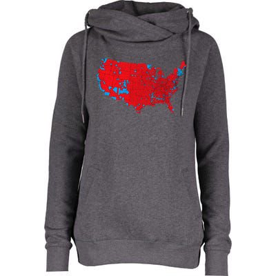 Red Wave Map Of Usa In The 2024 Presidential Election Maga Womens Funnel Neck Pullover Hood