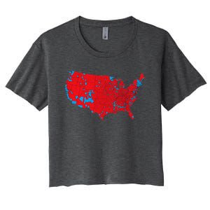 Red Wave Map Of Usa In The 2024 Presidential Election Maga Women's Crop Top Tee