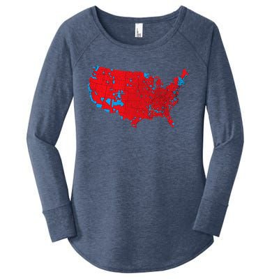 Red Wave Map Of Usa In The 2024 Presidential Election Maga Women's Perfect Tri Tunic Long Sleeve Shirt