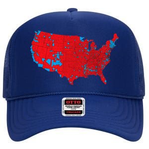 Red Wave Map Of Usa In The 2024 Presidential Election Maga High Crown Mesh Back Trucker Hat