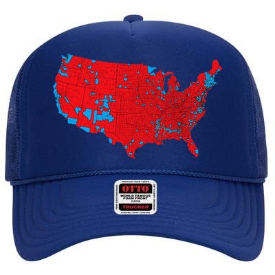 Red Wave Map Of Usa In The 2024 Presidential Election Maga High Crown Mesh Back Trucker Hat